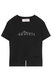 Gem Crystal Logo Embellished Cropped T-Shirt